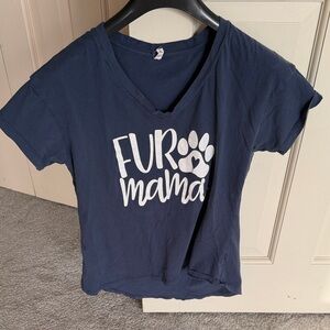 Navy 'Fur Mama' Graphic T-Shirt